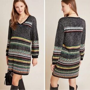 NWT Antropologie Aldo Martins Wool Blend Knit Sweater Dress Colorful pattern